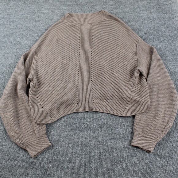 Le Ore Sweater 1X Lodi Pointelle Knit Pullover Walnut Brown Mock Neck Chic Work - Picture 4 of 12